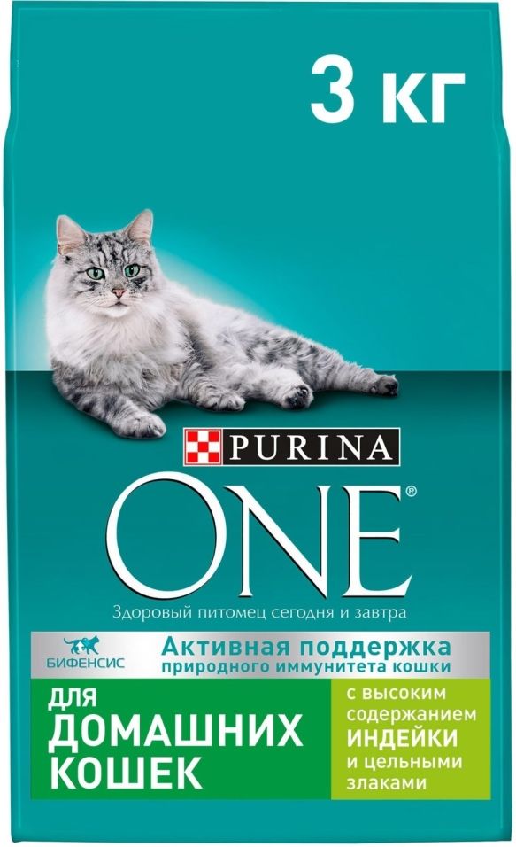 Сухой корм для кошек Purina One с индейкой и цельными злаками 3кг