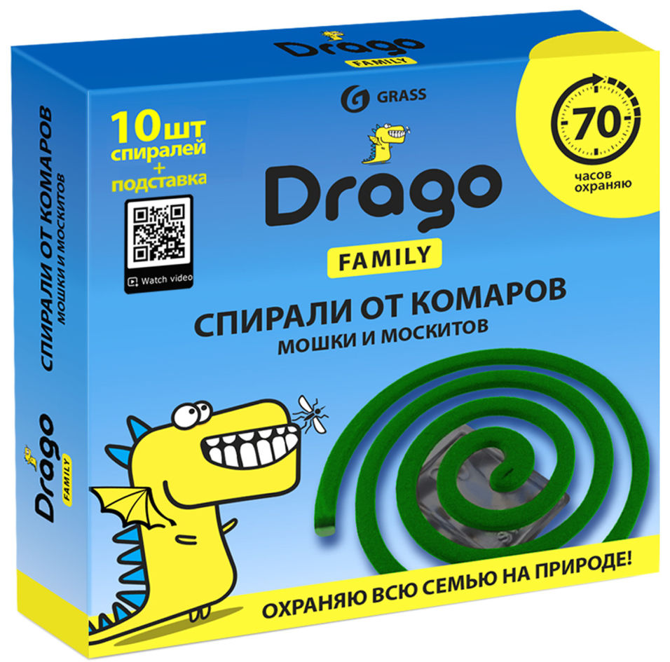 Спираль от комаров Drago Family 10шт + подставка