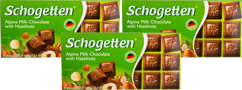 Шоколад Schogetten Альпийский молочный с фундуком 100г (упаковка 3 шт.)