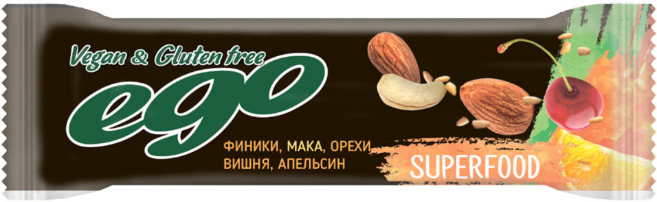 Батончик фруктово-ореховый Ego Superfood Мака 45г