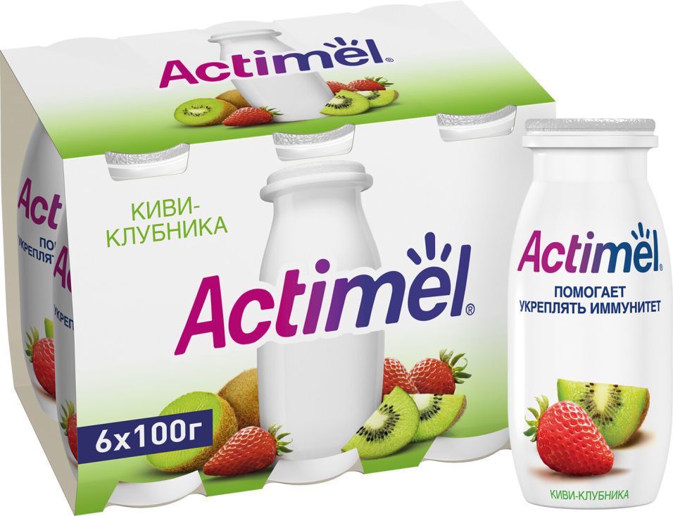 Напиток Actimel Киви-клубника 2.5% 100мл (упаковка 6 шт.)