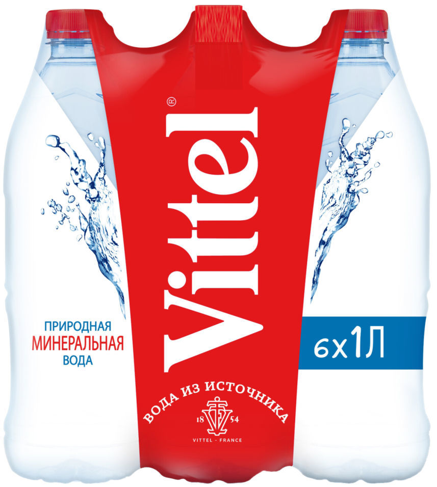 Вода Vittel минеральная столовая негазированная 1л (упаковка 6 шт.)