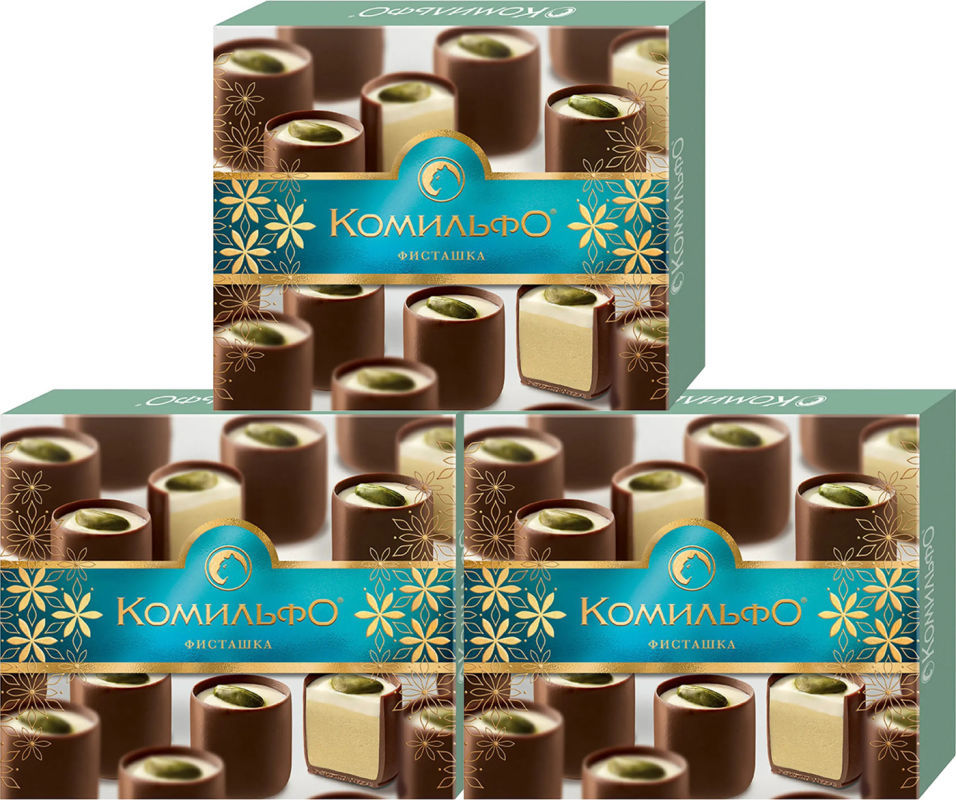 Конфеты Комильфо шоколадные Фисташка 232г (упаковка 3 шт.)