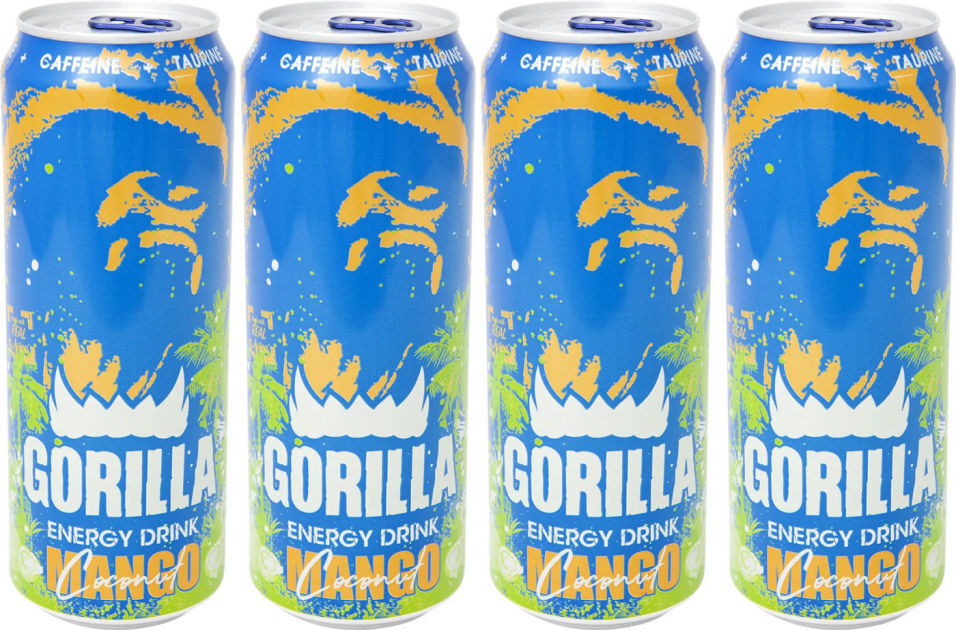 Напиток Gorilla энергетический Манго кокос 450мл (упаковка 4 шт.)