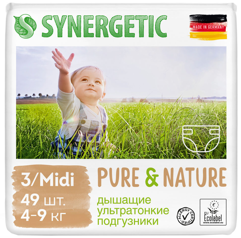 Подгузники Synergetic Pure&Nature размер 3 Midi 49шт
