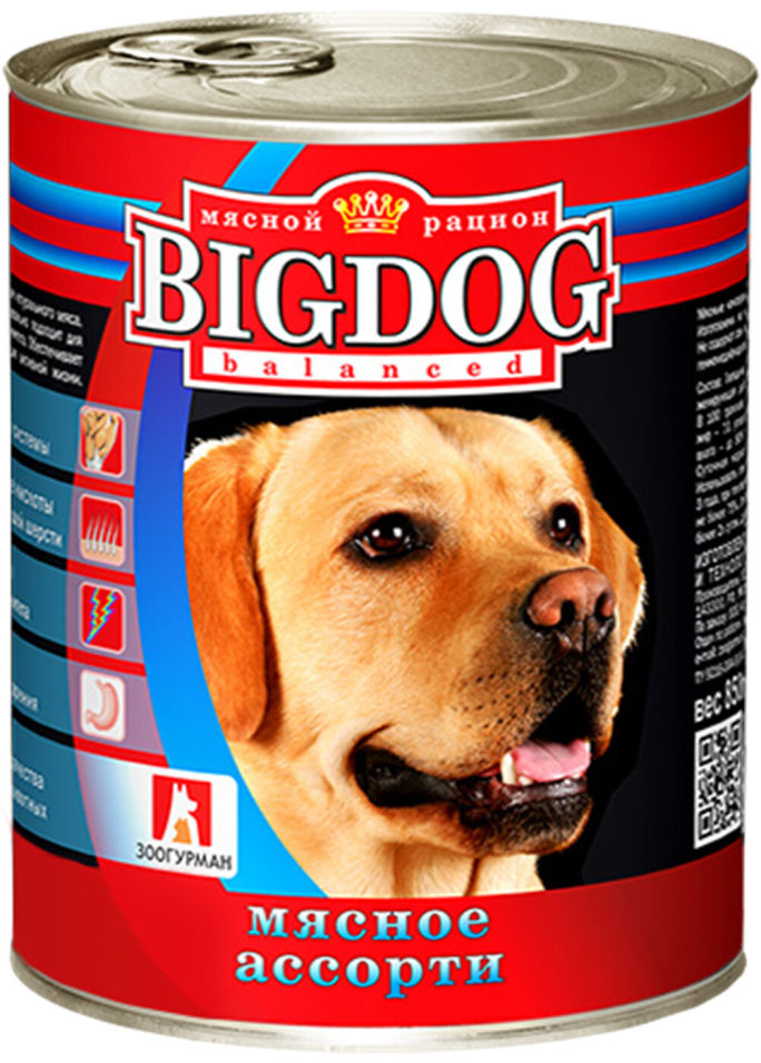 Корм для собак Зоогурман Big Dog Мясное ассорти 850г (упаковка 6 шт.)