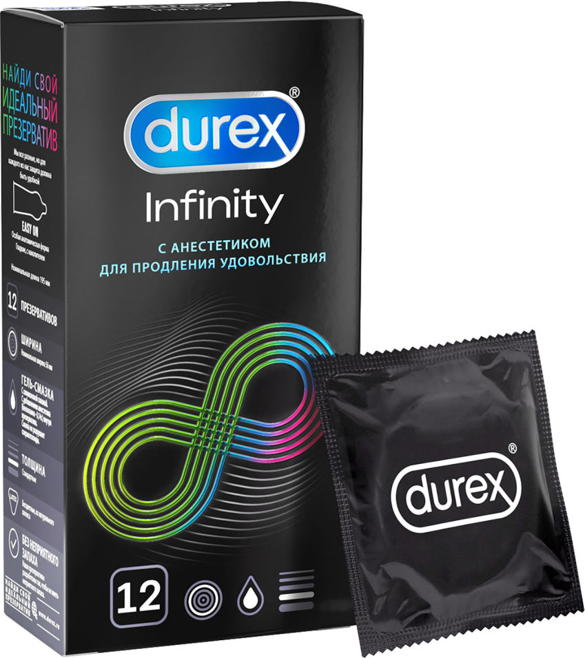 Презервативы Durex Infinity С анестетиком гладкие 12шт
