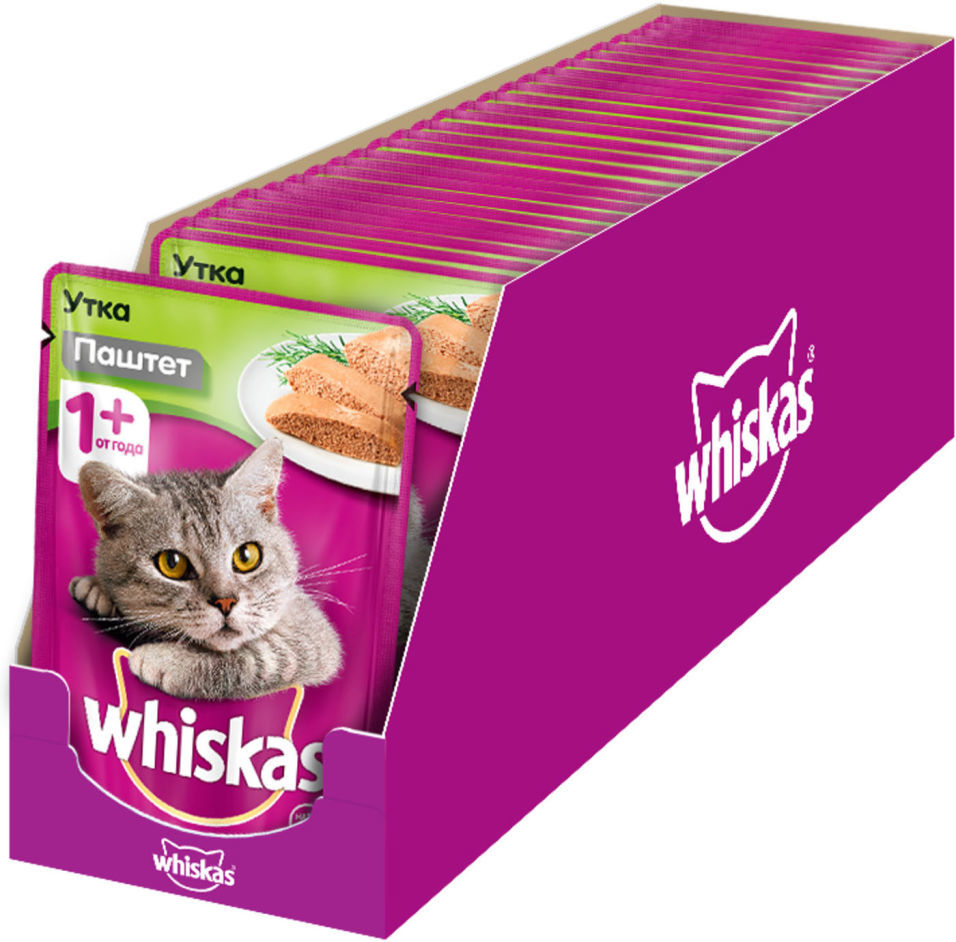 Корм для кошек Whiskas Паштет с уткой 85г (упаковка 24 шт.)