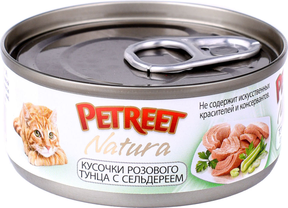 Влажный корм для кошек Petreet Кусочки розового тунца с сельдереем 70г (упаковка 12 шт.)