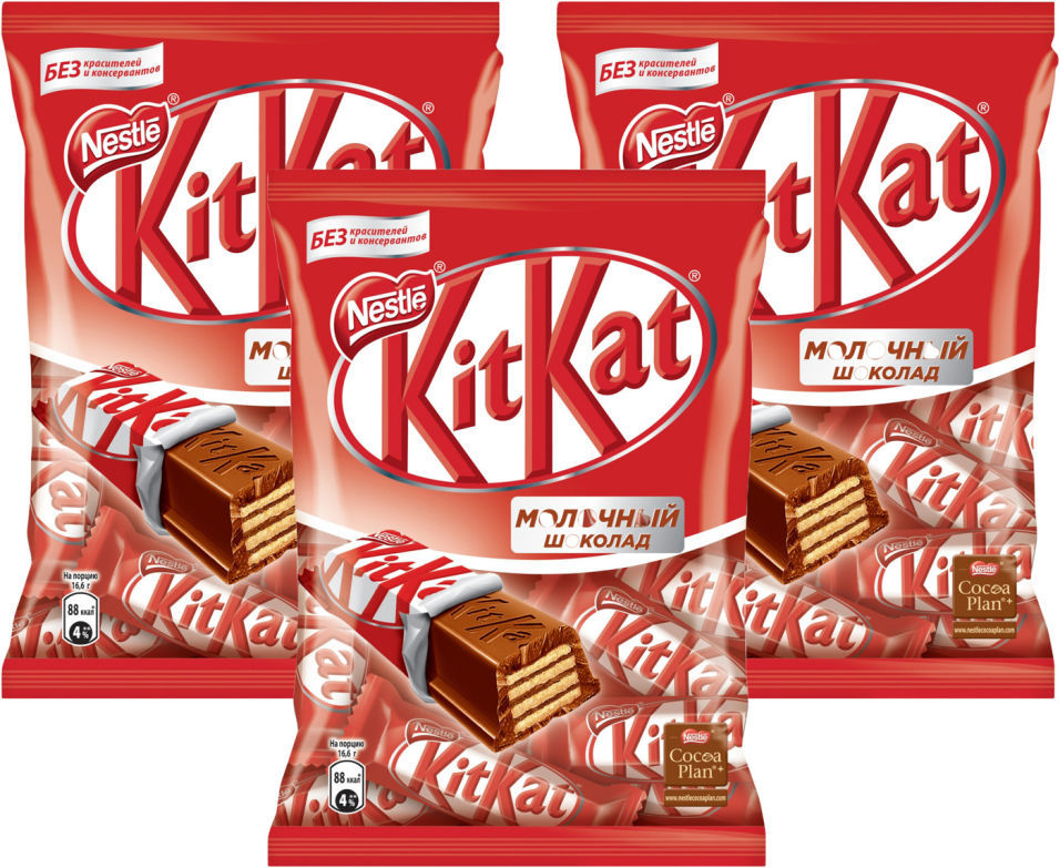 Шоколад KitKat Молочный с хрустящей вафлей 169г (упаковка 3 шт.)