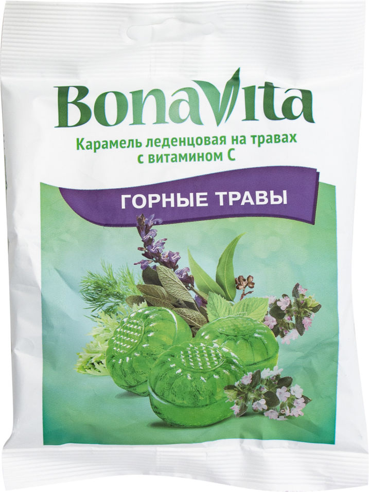 Биологически активная добавка к пище Bona Vita Карамель леденцовая Горные травы 60г