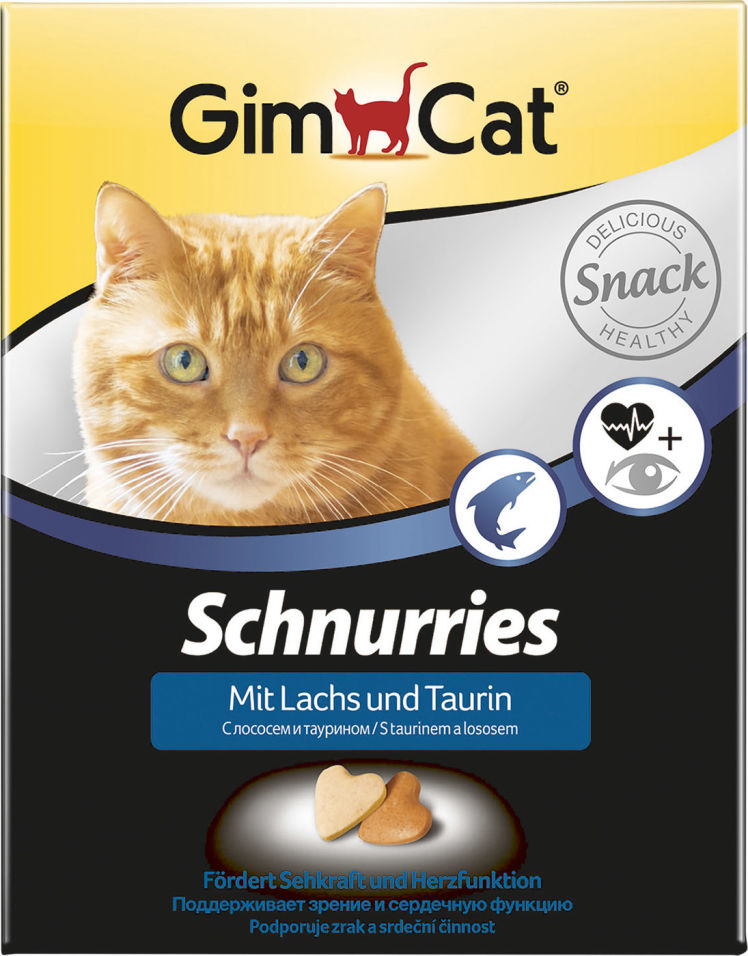 Лакомство для кошек GimCat Сердечки с лососем и таурином 420г (упаковка 3 шт.)