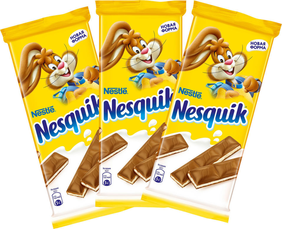 Шоколад Nesquik Молочный с молочной начинкой и кальцием 90г (упаковка 3 шт.)