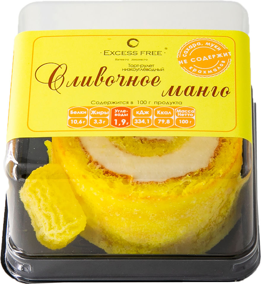 Торт-рулет Excess-Free Сливочное манго 100г
