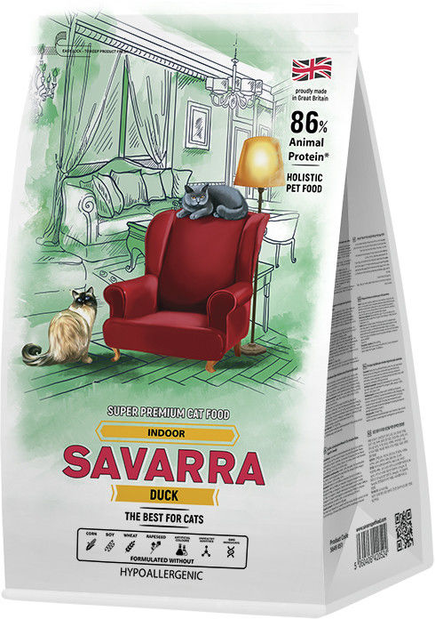 Сухой корм для кошек Savarra Indoor Adult Cat Утка рис 2кг