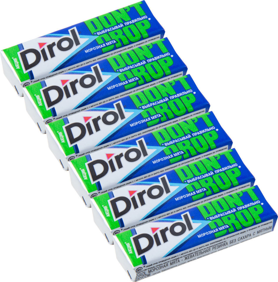 Жевательная резинка Dirol Морозная мята 136г упаковка 6 шт 107₽