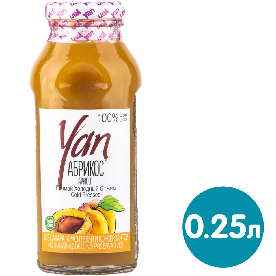 Сок Yan Абрикос прямого отжима 250мл 110₽