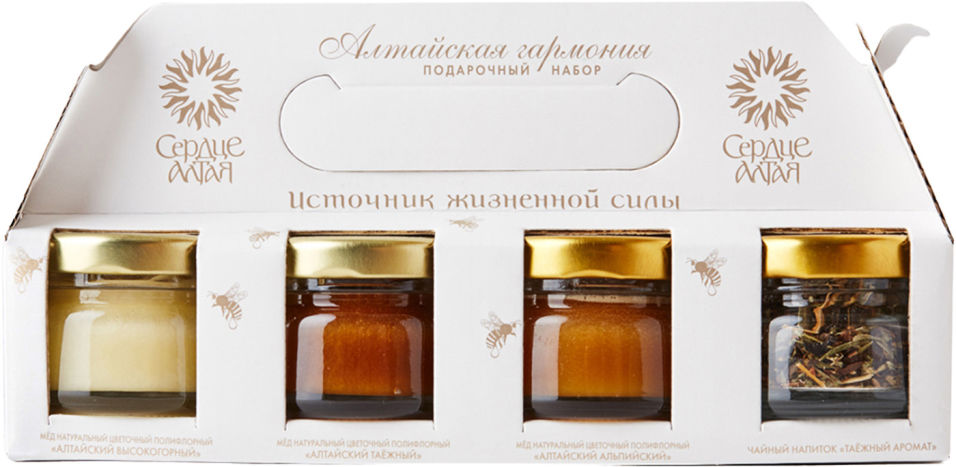 Набор подарочный Сердце Алтая Алтайская гармония 3 вида меда + чай