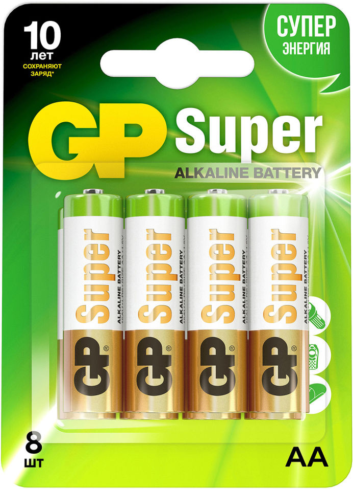 Отзывы о Батарейки GP Super 15А LR6 АА 1.5В 8шт