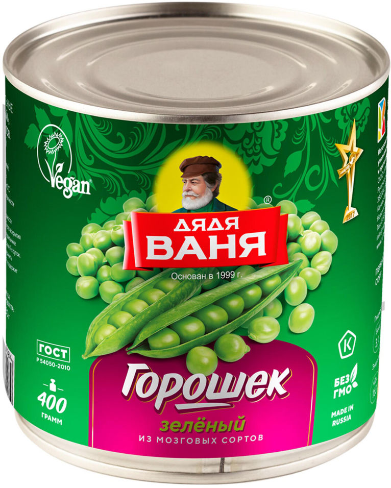Горошек Дядя Ваня зеленый 400г Горошек Дядя Ваня зеленый 400г