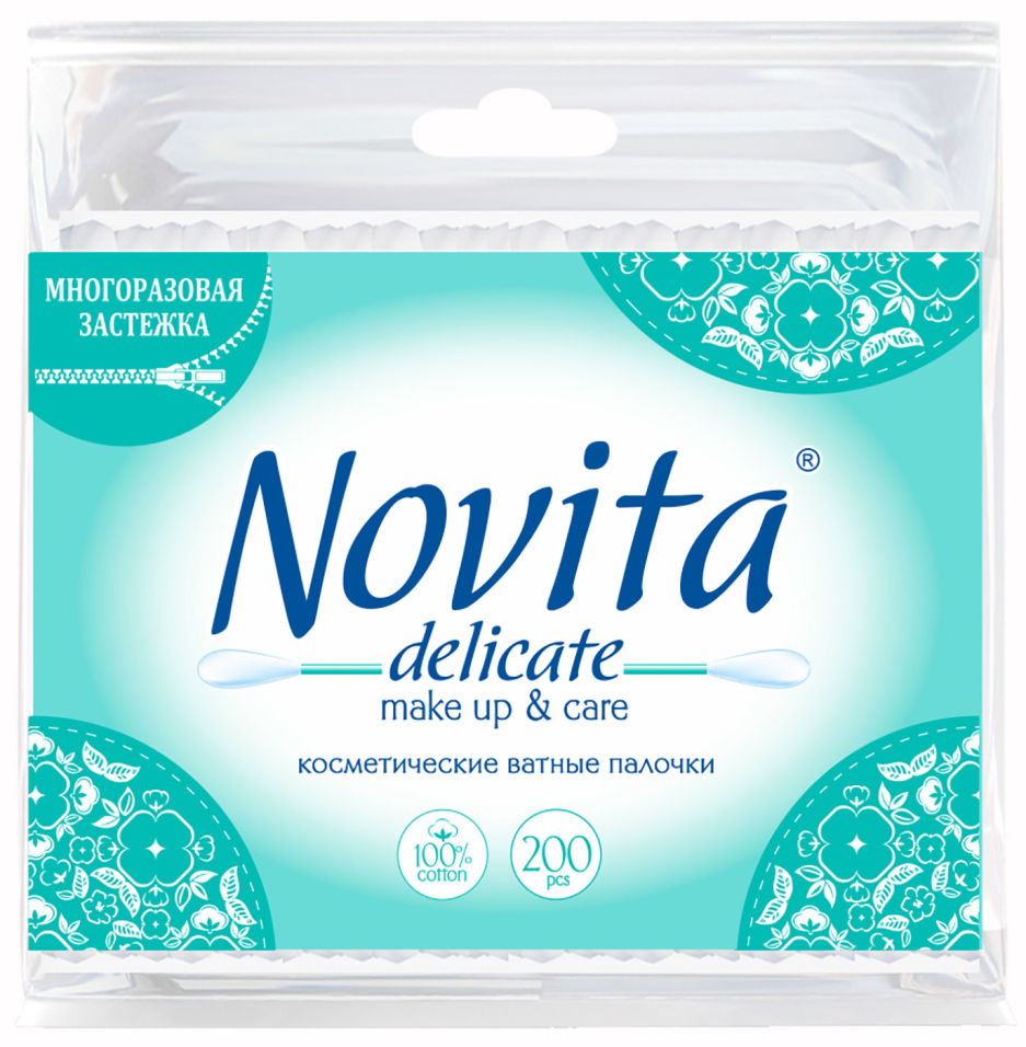 Ватные палочки Novita Delicat 200шт