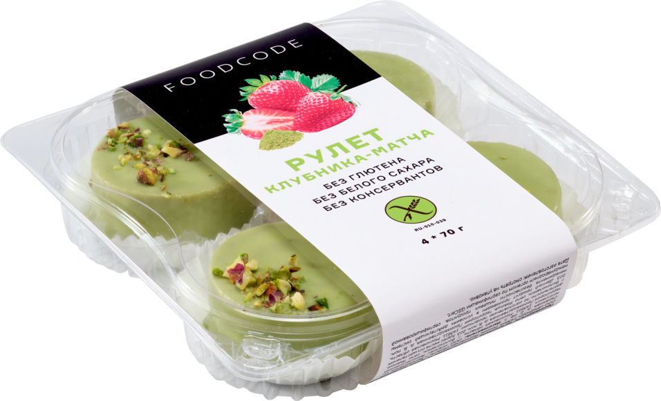 Рулет FOODCODE Клубника-матча 70г*4шт