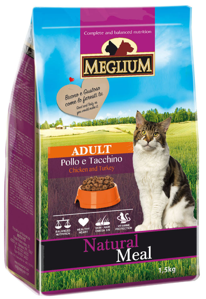 Сухой корм для привередливых кошек Meglium Adult Курица и Индейка 1.5кг Сухой корм для привередливых кошек Meglium Adult Курица и Индейка 1.5кг
