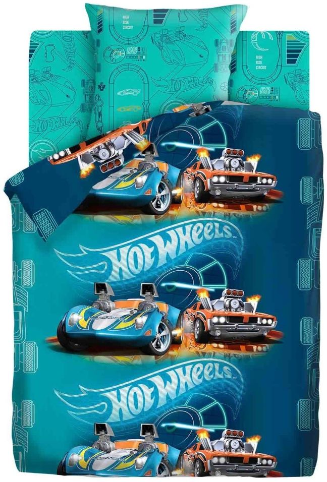 Комплект постельного белья Непоседа Hot Wheels 1.5-спальный наволочка 70*70см