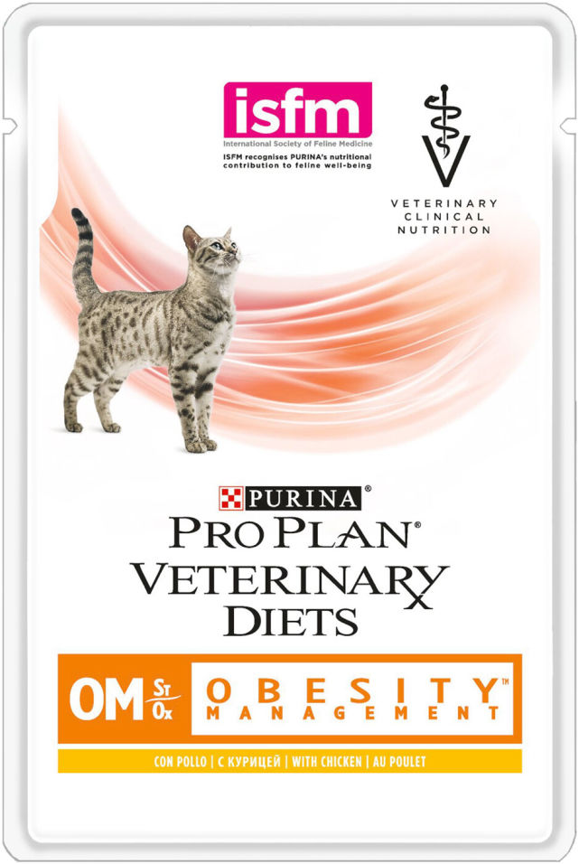 Корм для кошек Pro Plan Veterinary Diets OM при ожирении Курица 85г Корм для кошек Pro Plan Veterinary Diets OM при ожирении Курица 85г