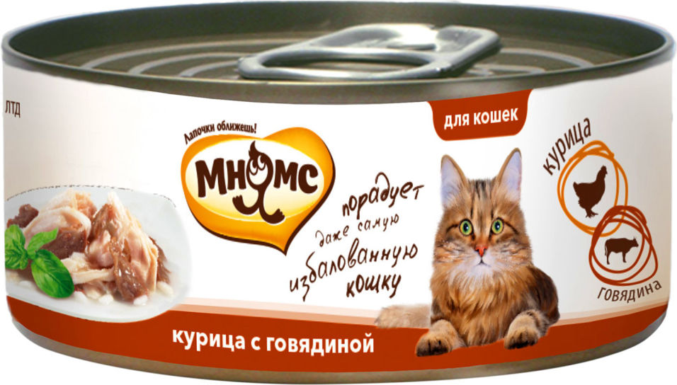 Корм для кошек Мнямс Курица с говядиной в нежном желе 70г Корм для кошек Мнямс Курица с говядиной в нежном желе 70г