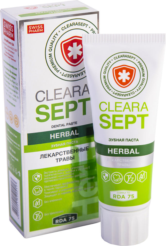 Зубная паста ClearaSept Herbal Лекарственные травы 75мл