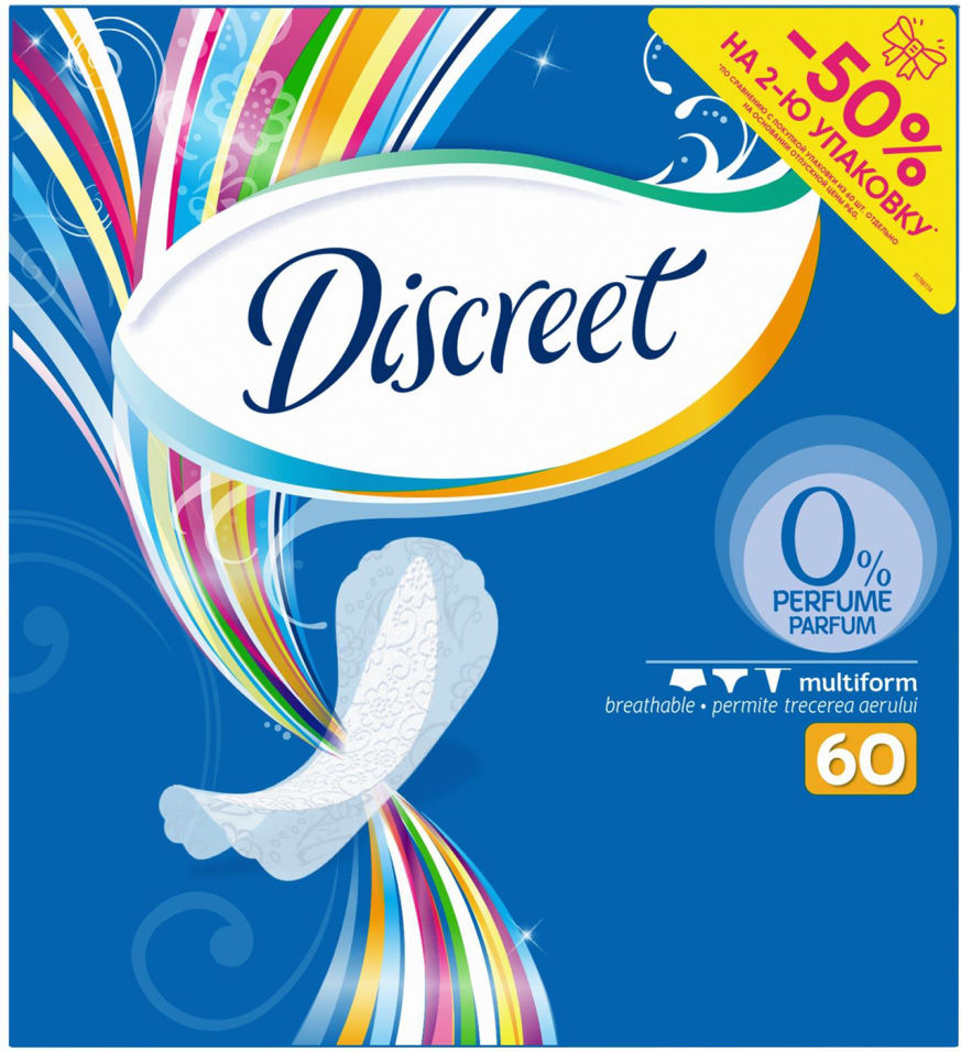 Прокладки Discreet 0% parfum multiform ежедневные 2*60шт