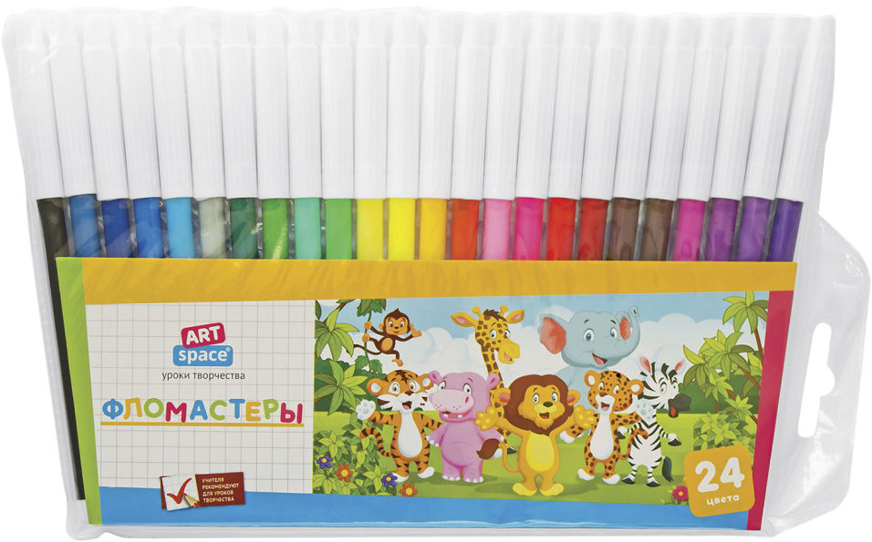 Набор фломастеров ArtSpace Веселые зверята 24 цвета