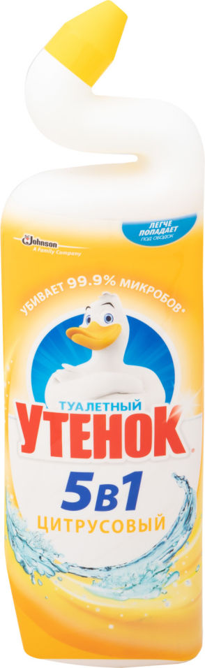 Средство для чистки унитаза Туалетный Утенок 5в1 Цитрусовый 900мл