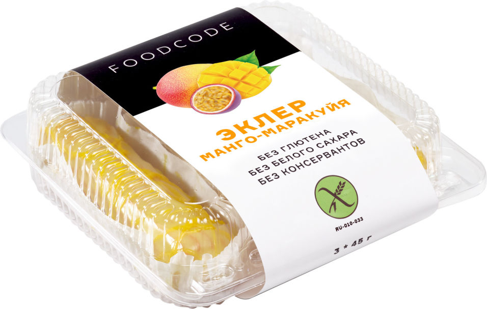 Эклер FOODCODE  с начинкой Манго-маракуйя 45г*3шт