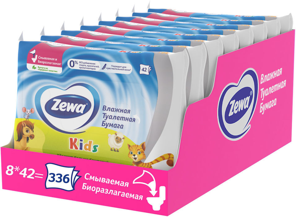 Туалетная бумага Zewa Детская влажная 42шт (упаковка 3 шт.)