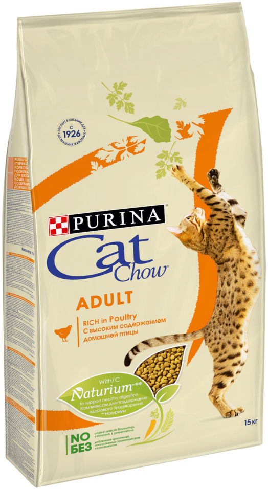 Сухой корм для кошек Cat Chow Adult с домашней птицей 15кг Сухой корм для кошек Cat Chow Adult с домашней птицей 15кг