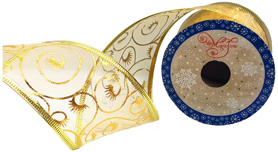 Лента новогодняя Magic Time Золотые узоры 270*6.3*0.01см