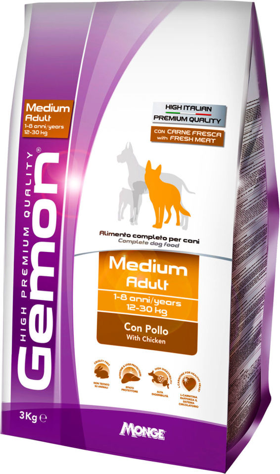 Сухой корм для собак Gemon Dog Medium для средних пород с курицей 3кг Сухой корм для собак Gemon Dog Medium для средних пород с курицей 3кг