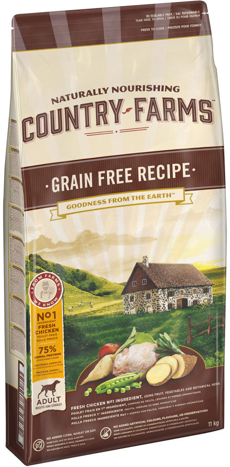 Сухой корм для собак Country Farms Grain Free Reсipe с курицей 11кг Сухой корм для собак Country Farms Grain Free Reсipe с курицей 11кг