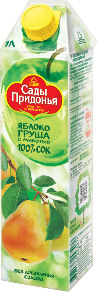 Сок Сады Придонья Яблоко-груша с мякотью 1л Сок Сады Придонья Яблоко-груша с мякотью 1л