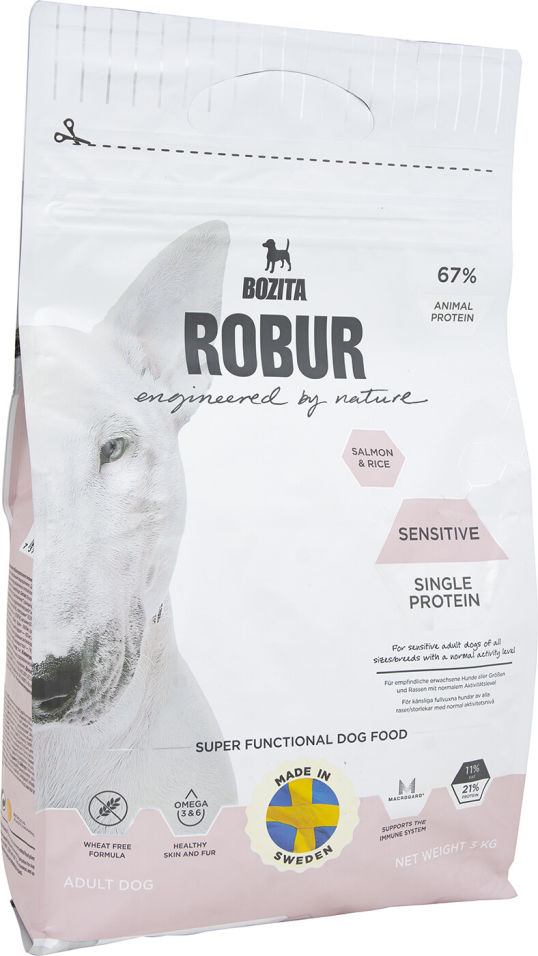 Сухой корм для собак Bozita Robur Sensitive Single Protein с лососем и рисом 3кг Сухой корм для собак Bozita Robur Sensitive Single Protein с лососем и рисом 3кг