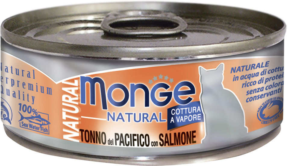Корм для кошек Monge Cat Natural Тихоокеанский тунец с лососем 80г Корм для кошек Monge Cat Natural Тихоокеанский тунец с лососем 80г