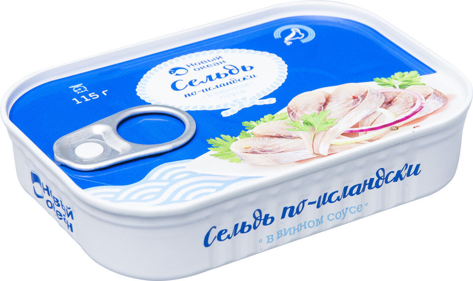 Сельдь Новый Океан По-Исландски филе-кусочки в винном соусе 115г