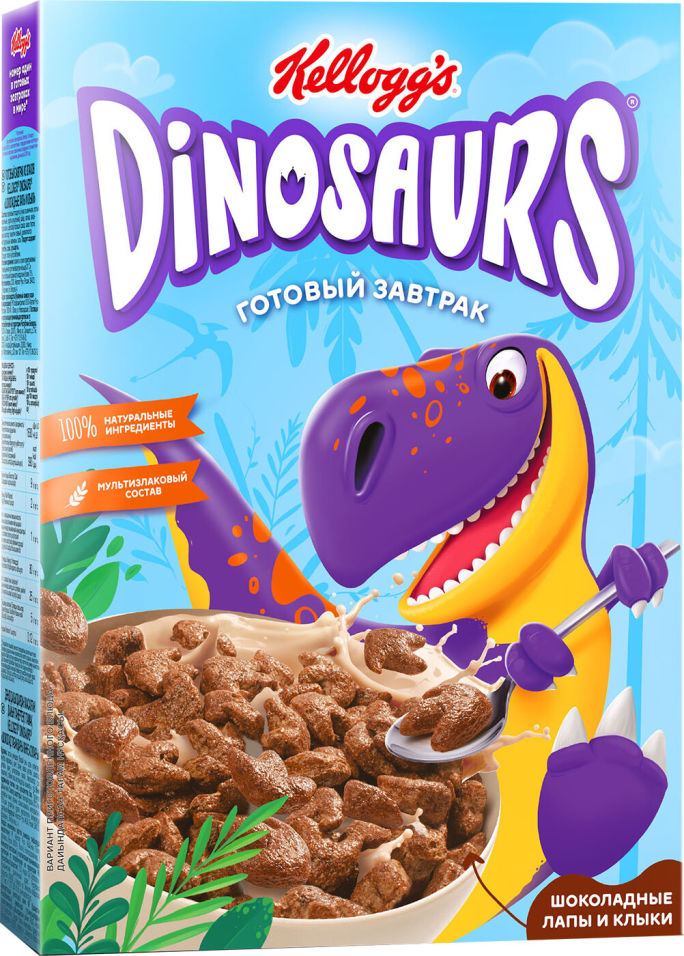 Готовый завтрак Kelloggs Dinosaurs Шоколадные лапы и клыки 220г