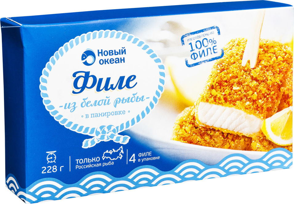 Филе из белой рыбы Новый Океан в панировке 228г