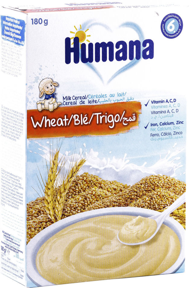 Каша Humana Молочная пшеничная с 6 месяцев 180г