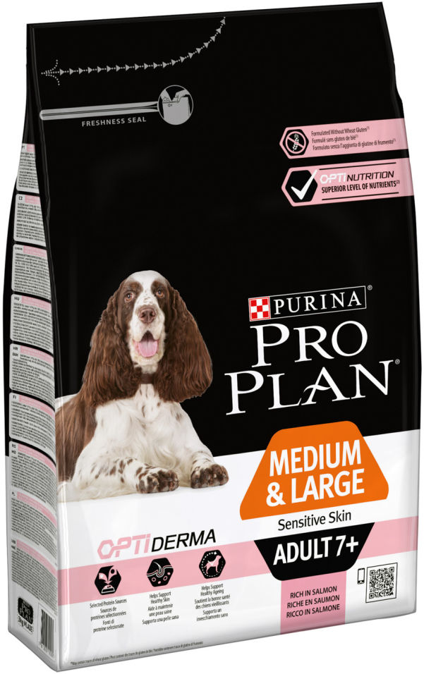 Сухой корм для собак Pro Plan Optiderma Medium&Large Adult 7+ с лососем и рисом 3кг Сухой корм для собак Pro Plan Optiderma Medium&Large Adult 7+ с лососем и рисом 3кг