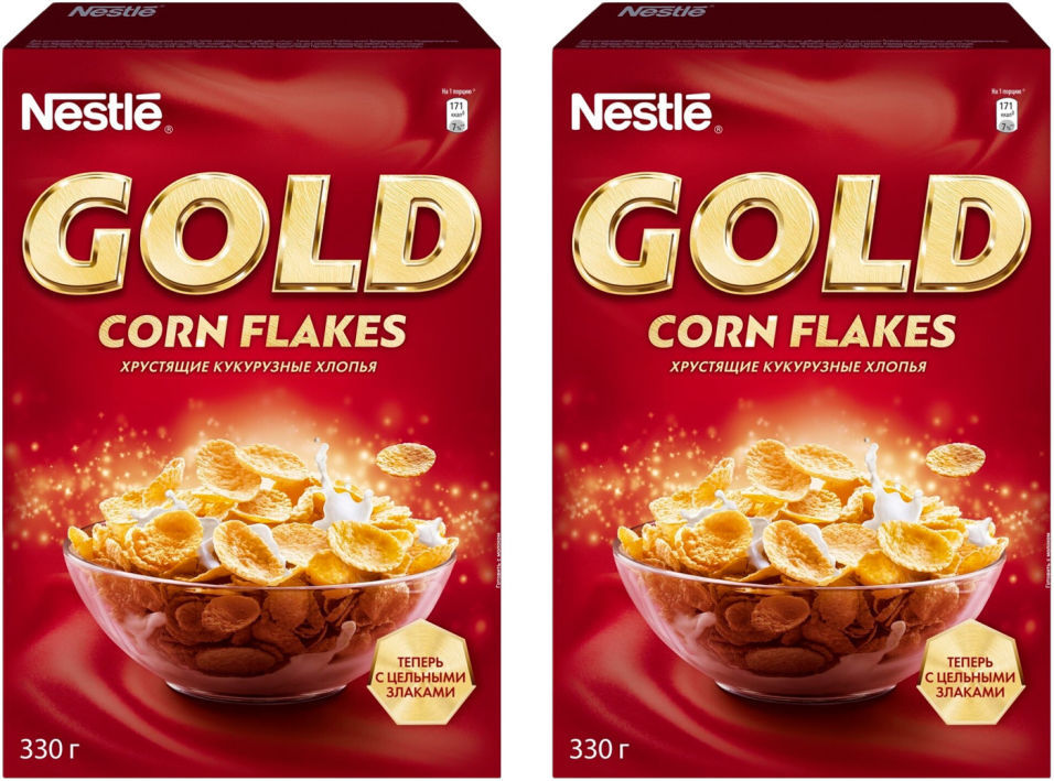 Хлопья Nestle Gold Кукурузные 330г (упаковка 2 шт.)