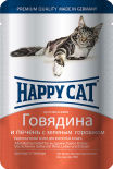 Корм для кошек Happy Cat Говядина и печень с зеленым горошком 100г Корм для кошек Happy Cat Говядина и печень с зеленым горошком 100г